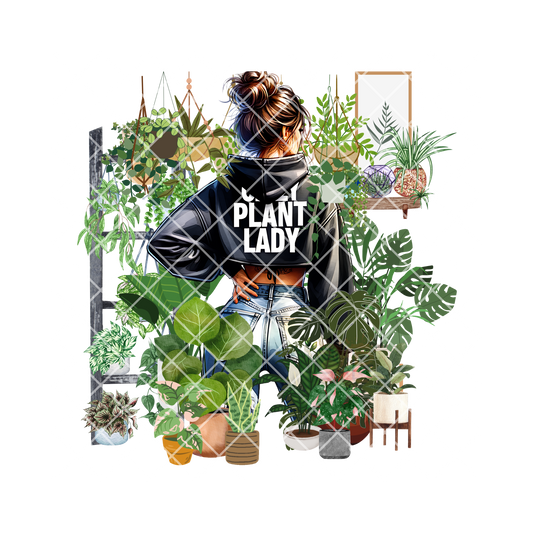 Crazy plant lady babe PNG