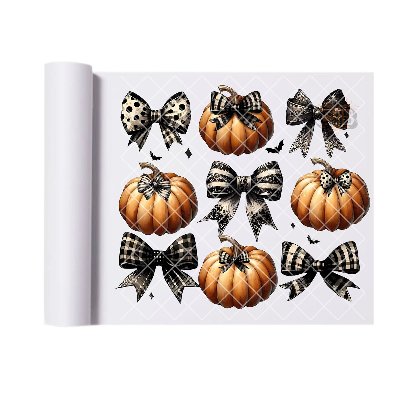 Pumpkins With Black Bows DTF Transfer