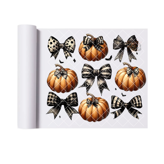 Pumpkins With Black Bows DTF Transfer