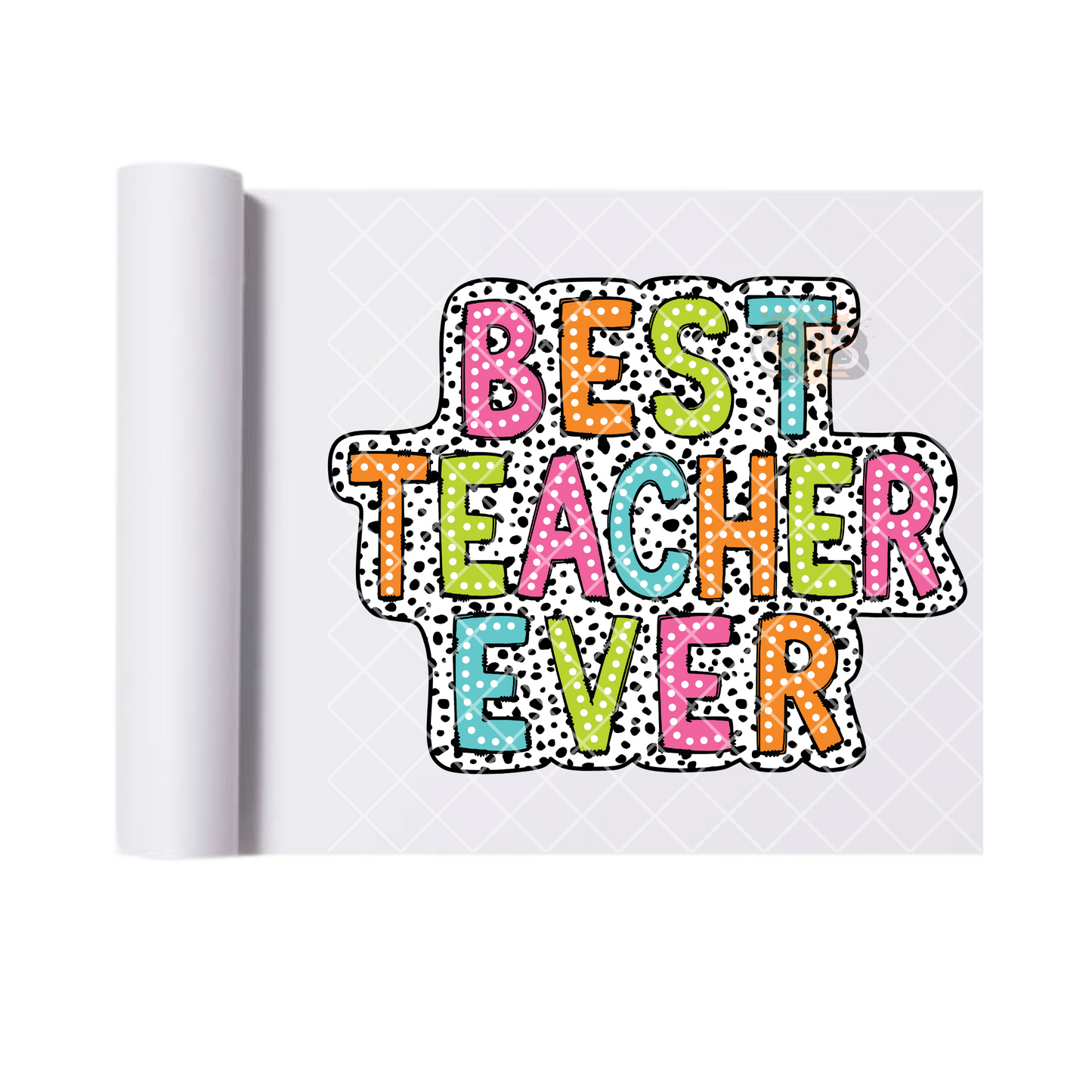 Best Teacher Ever Colorful Cowprint DTF Transfer