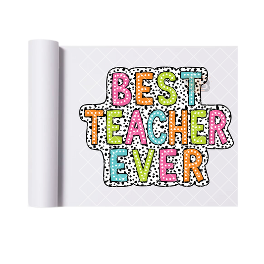 Best Teacher Ever Colorful Cowprint DTF Transfer