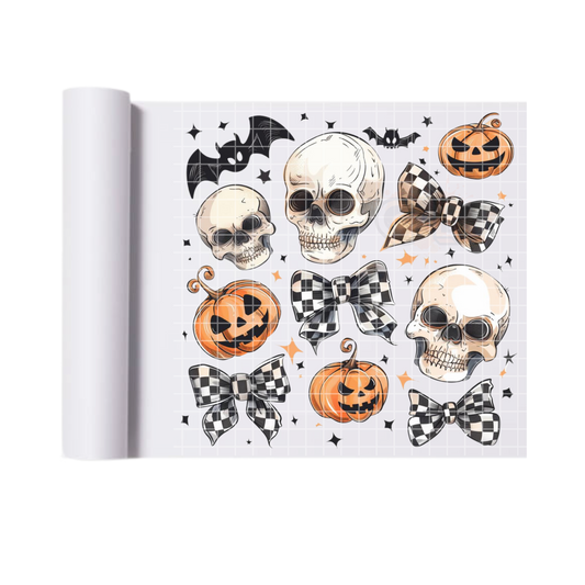 Halloween Skulls Bows Pumpkins & Bats DTF Transfer