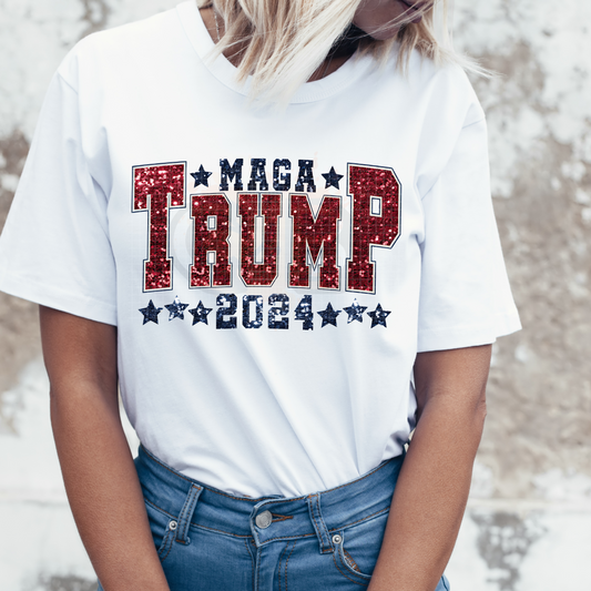 Trump Maga 2024 Glitter T-Shirt