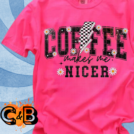 Coffee Retro Checkered Bolt T-Shirt