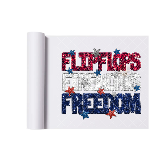 Flipflops Fireworks Freedom Glitter DTF Transfer