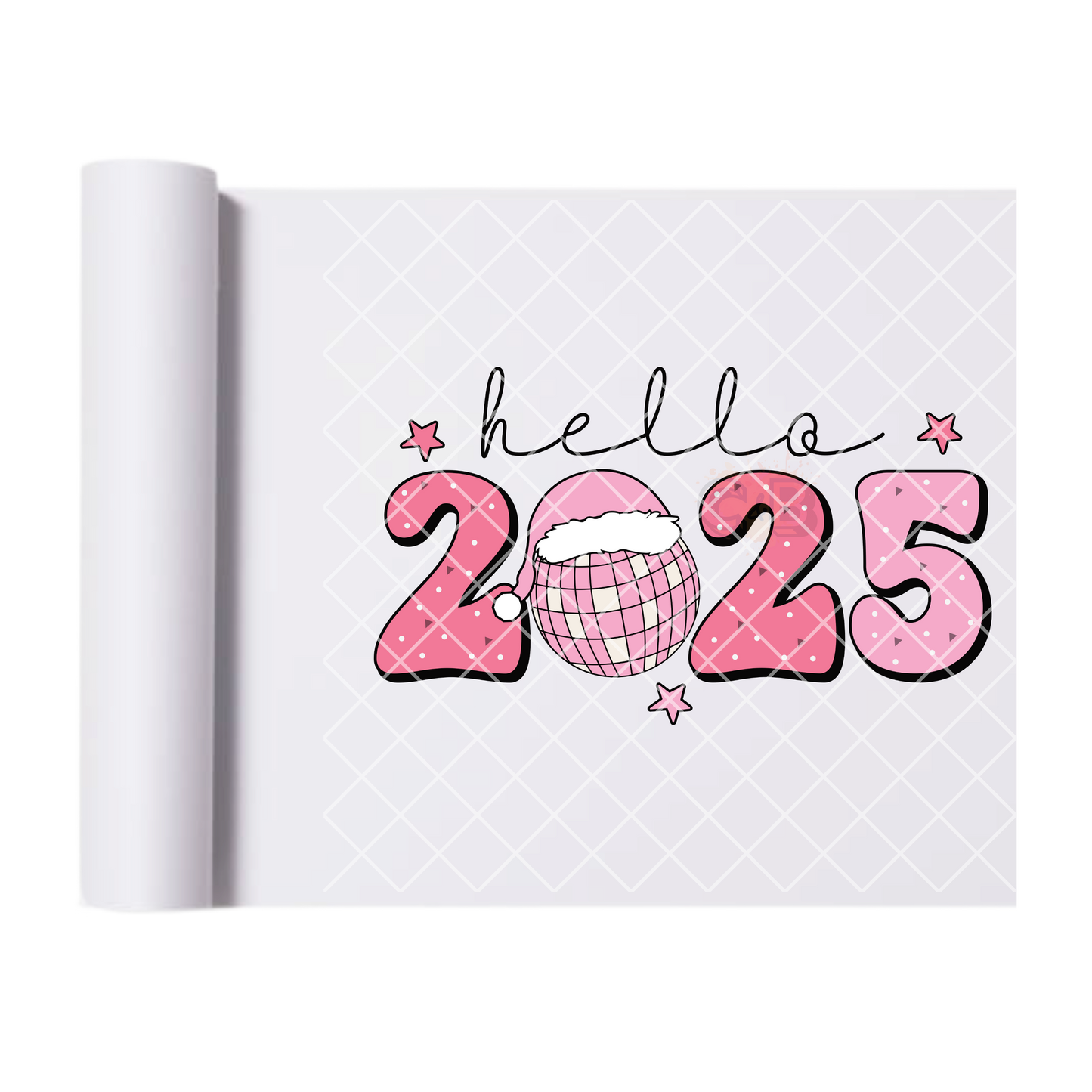 Hello 2025 pink disco ball film t shirt transfer