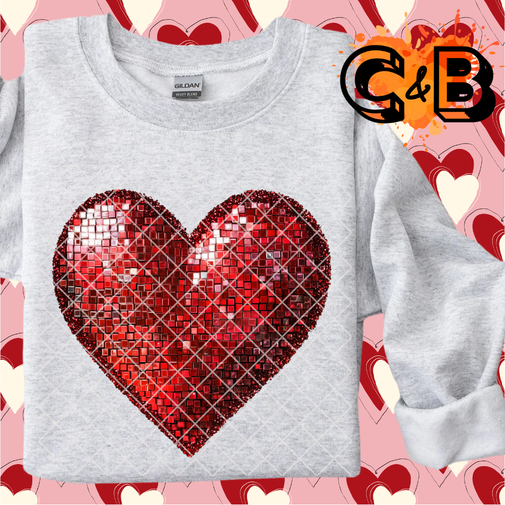 Big red heart glitter heart PNG