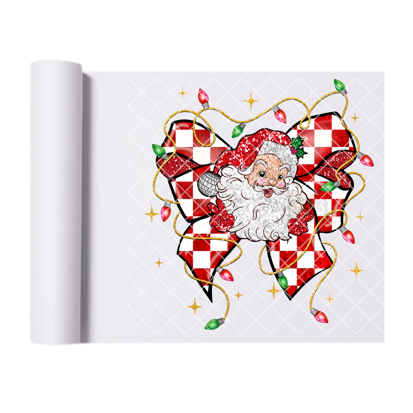 Red Checkered Santa Claus Bow DTF Transfer