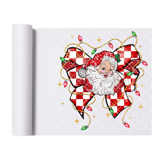 Red Checkered Santa Claus Bow DTF Transfer