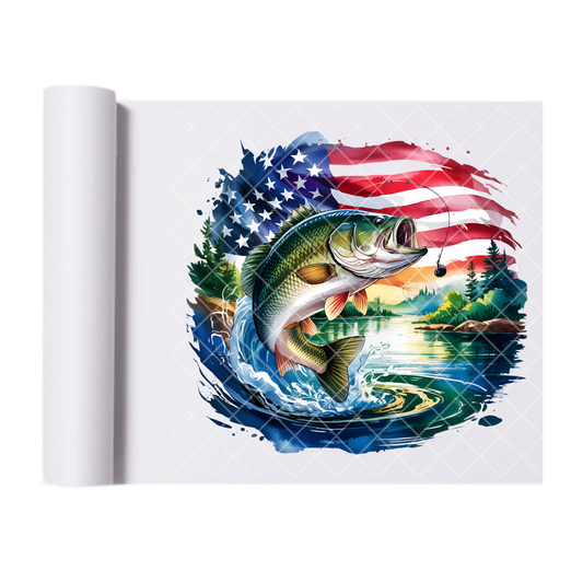 American Bass Fishing - Direct Print Film Transfer for Trendy T-Shirts, Cotton, Polyester & Blends - High-Quality Print