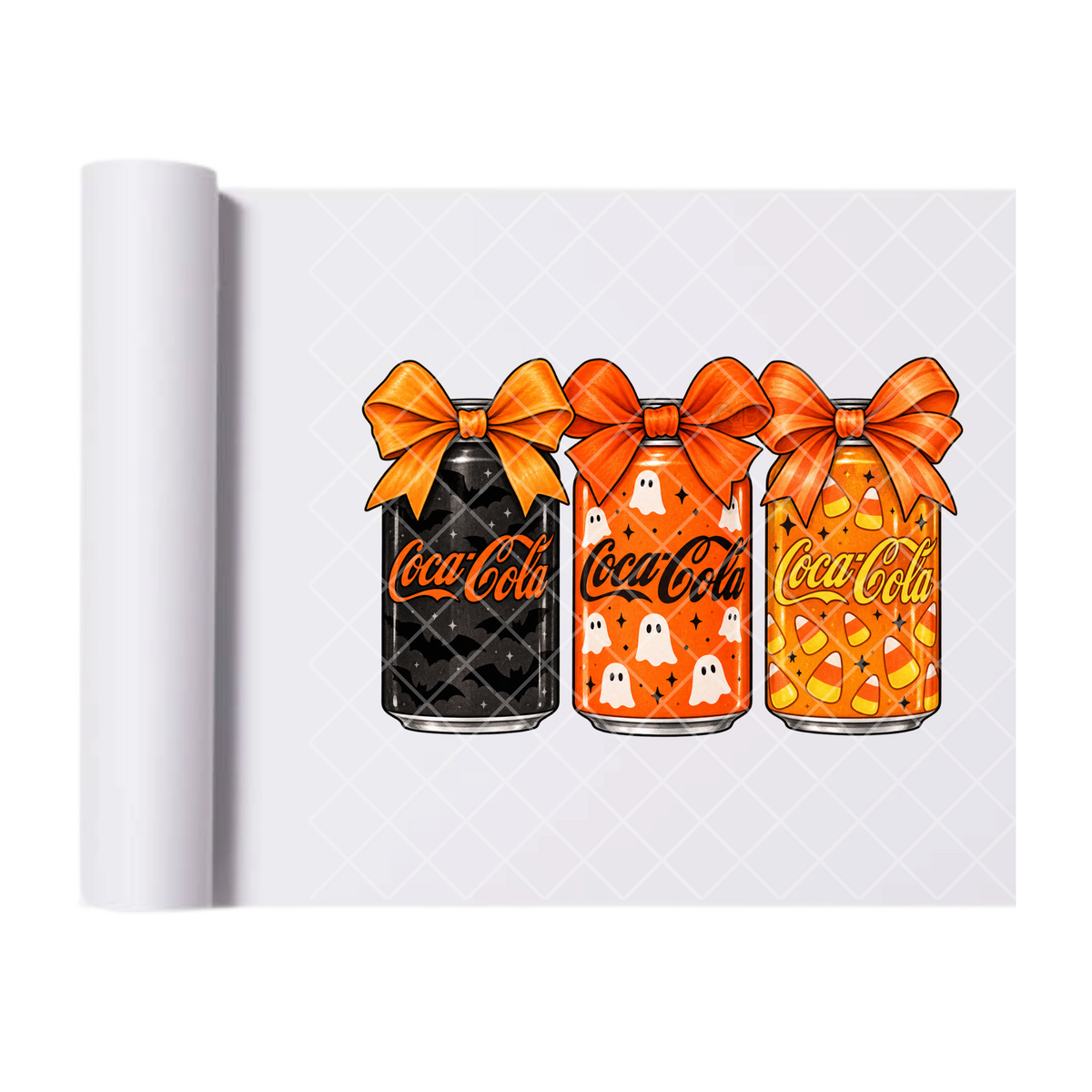 Cola Halloween Orange Cans - Ready To Press Print Transfer for Apparel, Cotton, Polyester & Blends - High-Quality Print- Commercial Grade