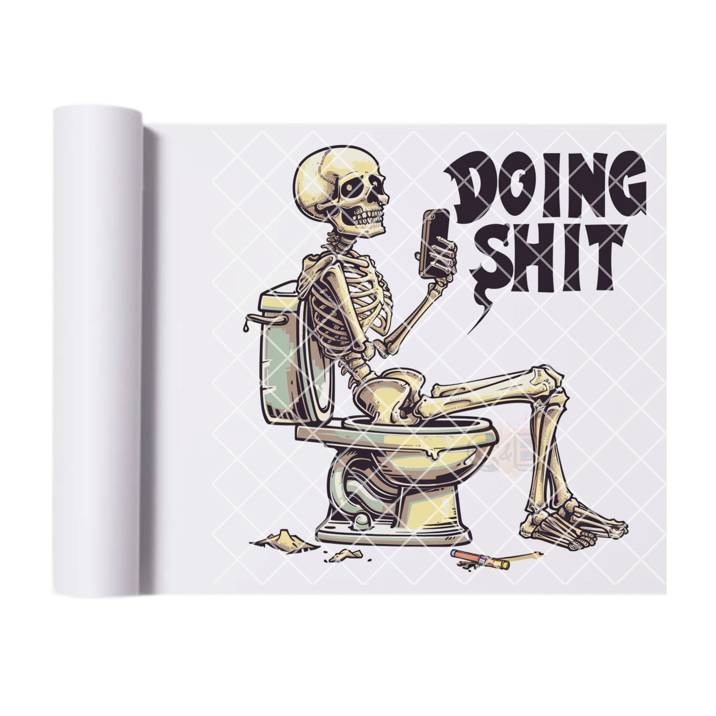 Doing ish skeleton on toilet DTF film t shirt transfer