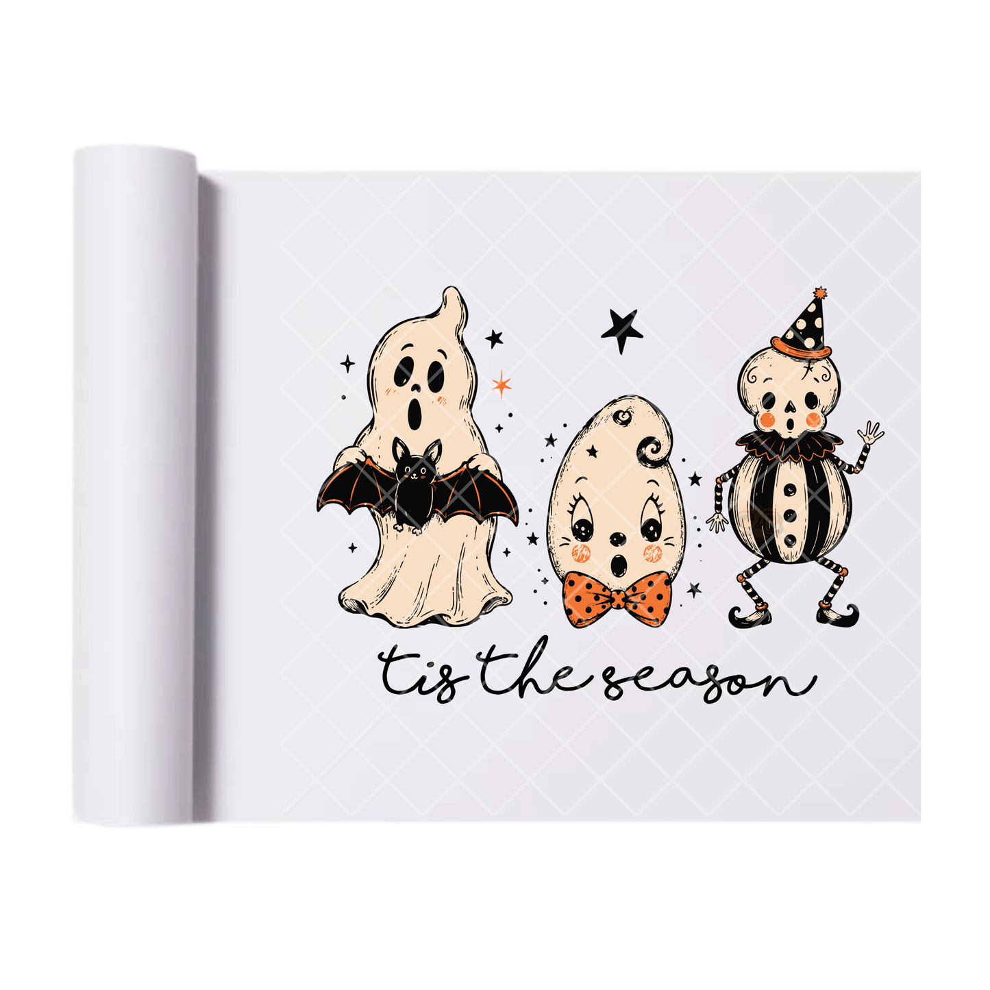 Vintage Tis The Season Ghosts - Ready To Press Print Transfer for Apparel, Cotton, Polyester & Blends - High-Quality Print- Commercial Grade