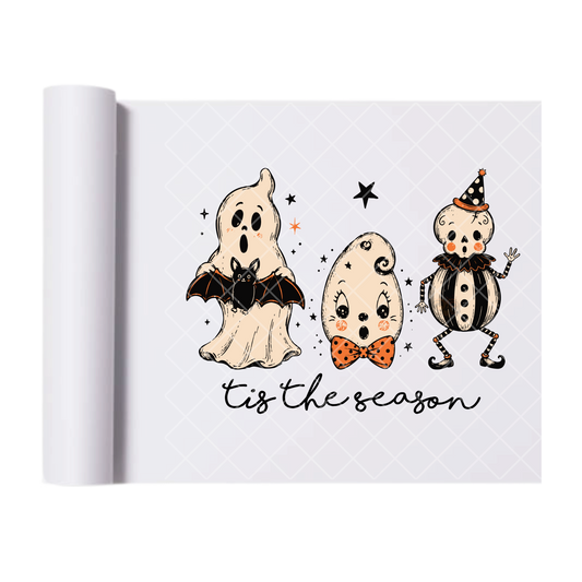 Vintage Tis The Season Ghosts - Ready To Press Print Transfer for Apparel, Cotton, Polyester & Blends - High-Quality Print- Commercial Grade