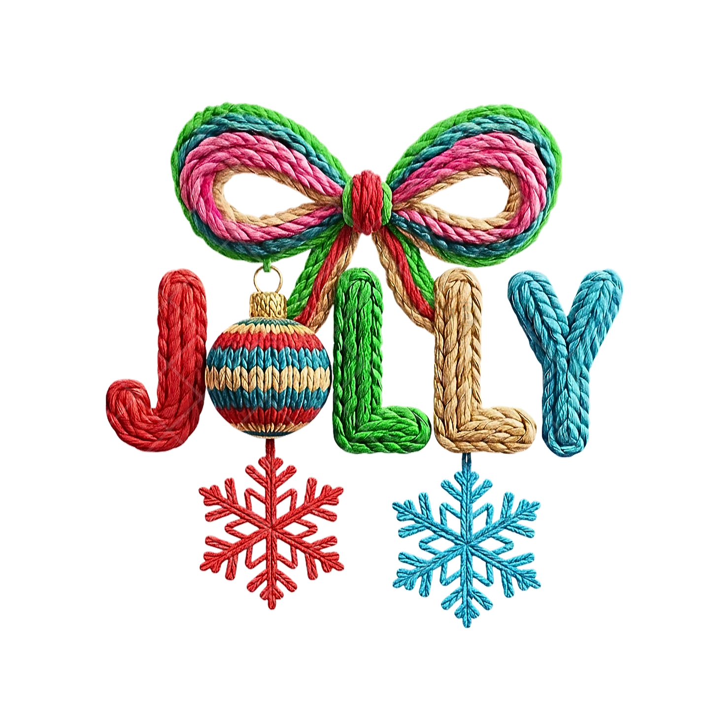 Jolly Snow Flakes Faux Yarn PNG File