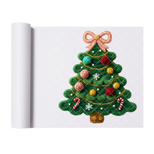 Christmas Tree Faux Stitching - Direct-To-Film Heat Transfer for T-Shirts, Cotton, Polyester & Blends - High-Quality Print