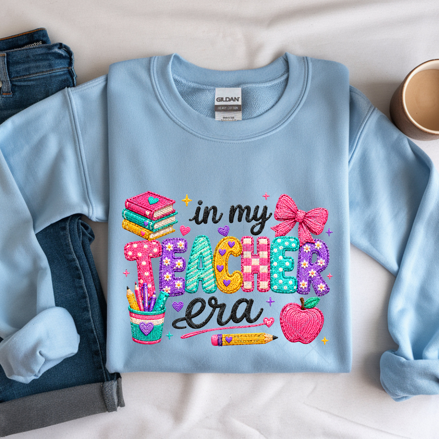 In My Teacher Era Faux Stitch - Premium Graphic T-Shirt for Casual Wear