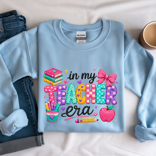 In My Teacher Era Faux Stitch - Premium Graphic T-Shirt for Casual Wear