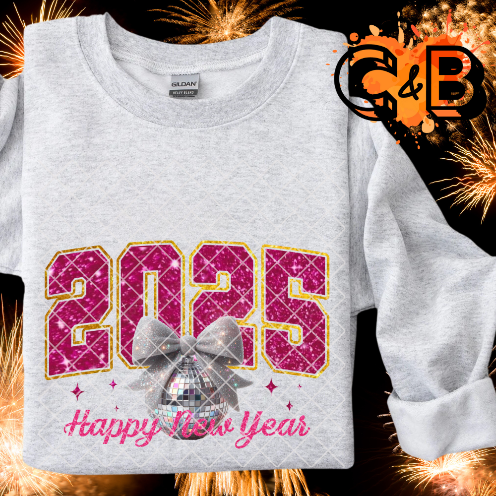 2025 silver disco ball bow film t shirt transfer