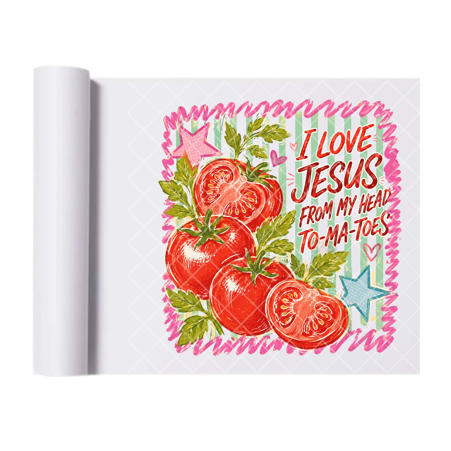 I Love Jesus Tomato - Direct-To-Film Heat Transfer for T-Shirts, Cotton, Polyester & Blends - High-Quality Print