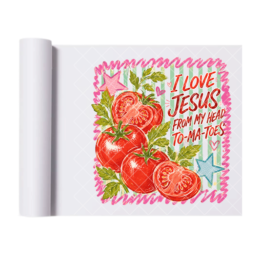 I Love Jesus Tomato - Direct-To-Film Heat Transfer for T-Shirts, Cotton, Polyester & Blends - High-Quality Print
