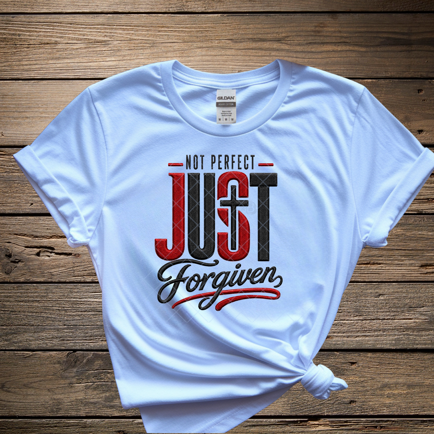 Faux Stitch Forgiven Black and Red - Premium Graphic T-Shirt for Casual Wear
