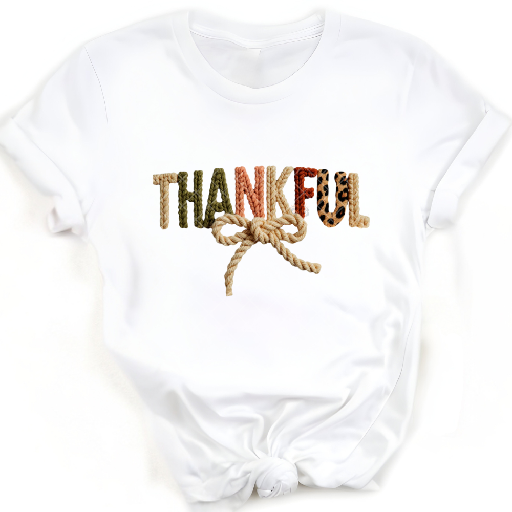 Thankful Faux Crochet - Premium Graphic T-Shirt for Casual Wear