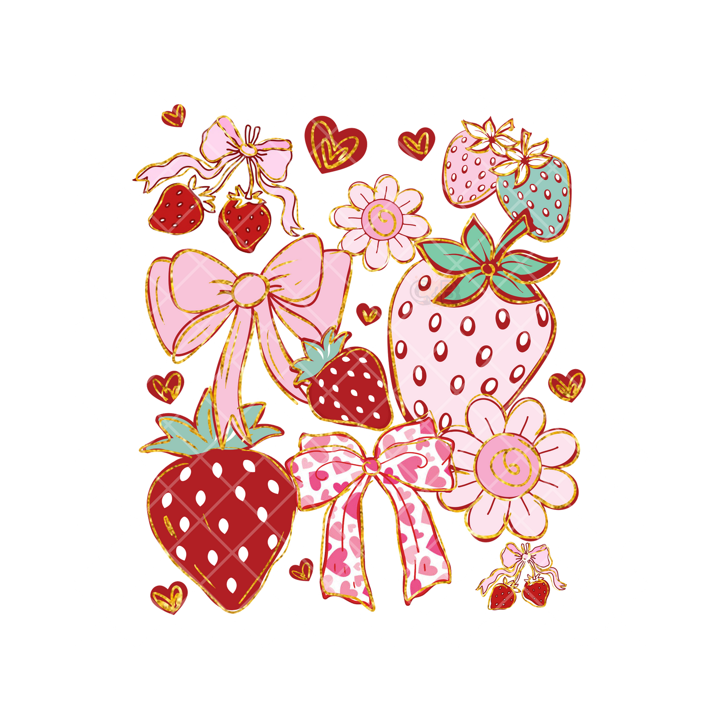 Strawberry Shortcake Inspired Pattern PNG