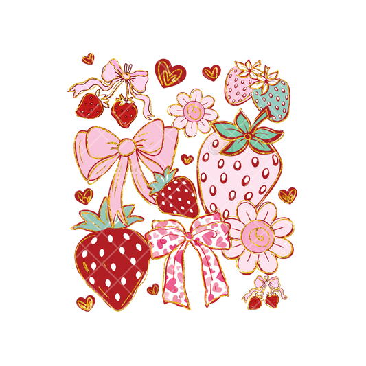 Strawberry Shortcake Inspired Pattern PNG