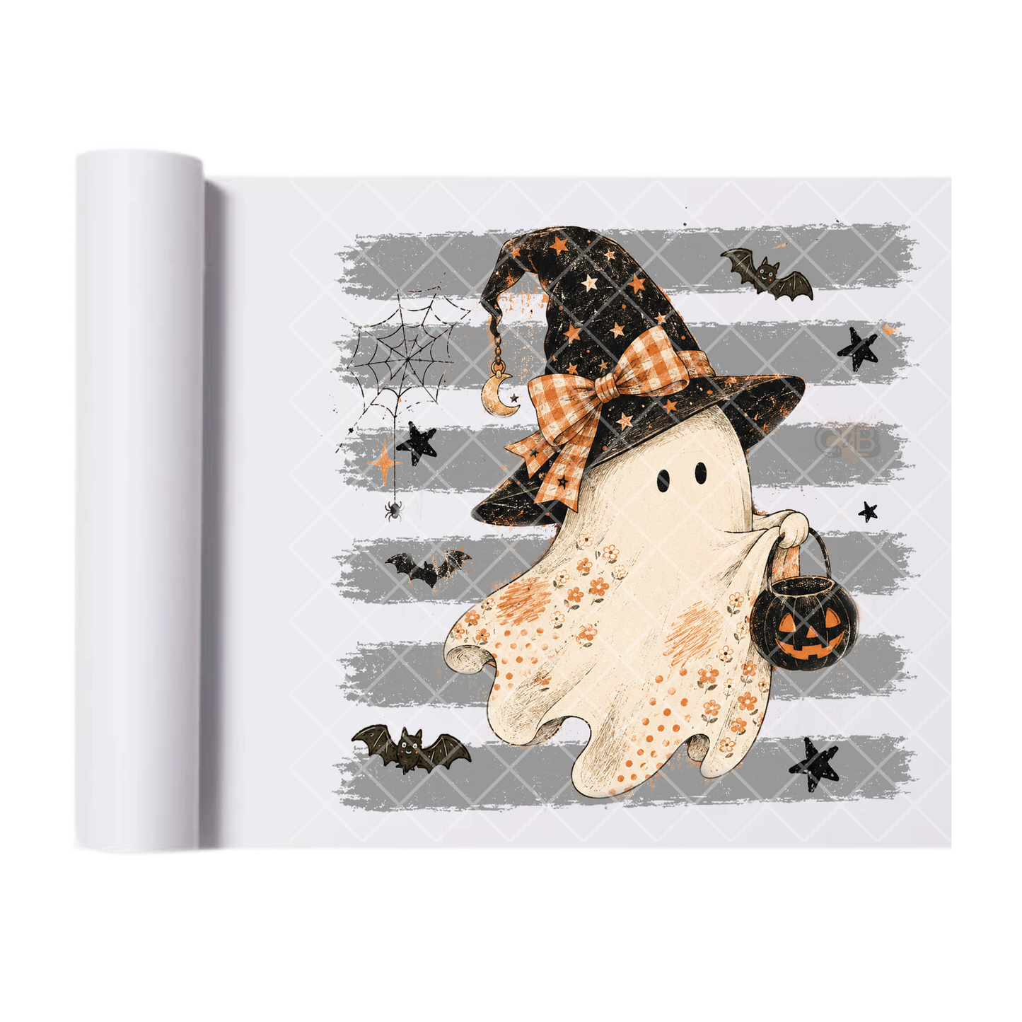 Halloween Witch Ghost Lines - Ready To Press Print Transfer for Apparel, Cotton, Polyester & Blends - High-Quality Print- Commercial Grade