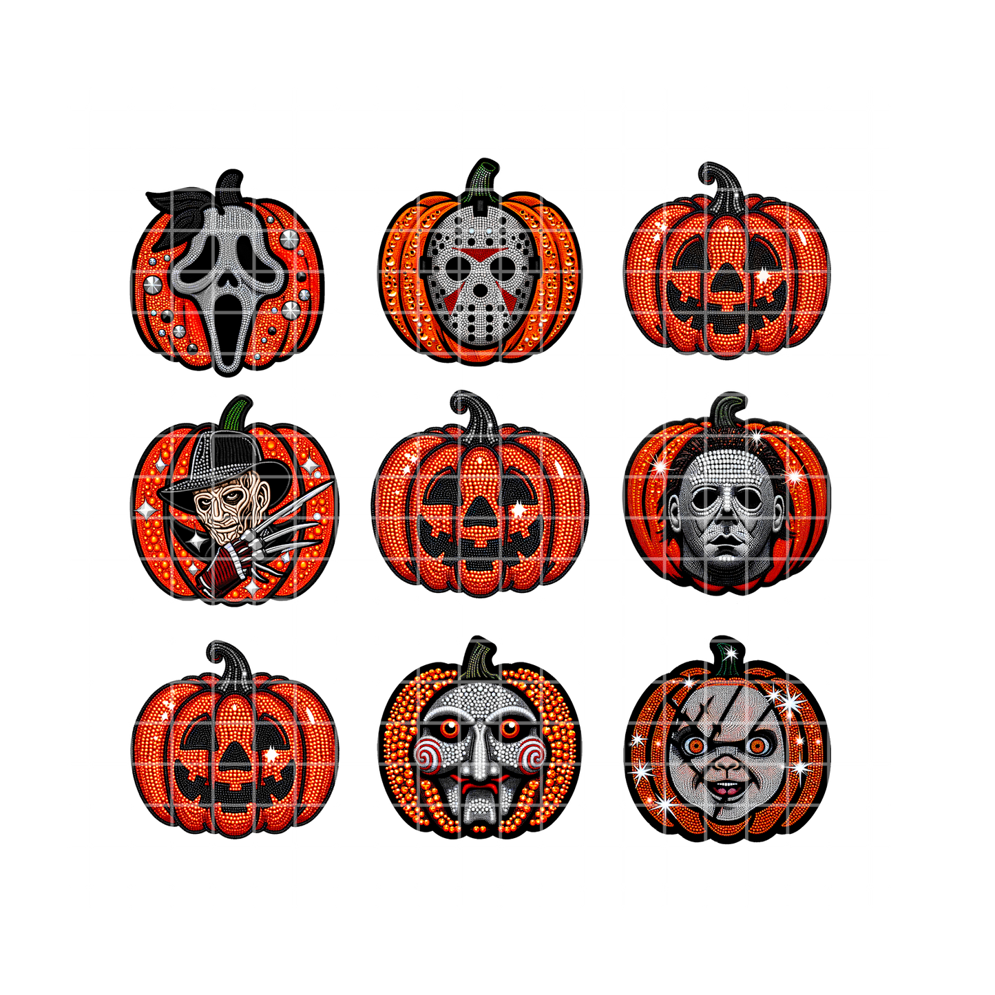 Horror Squad Glitter Pumpkins PNG