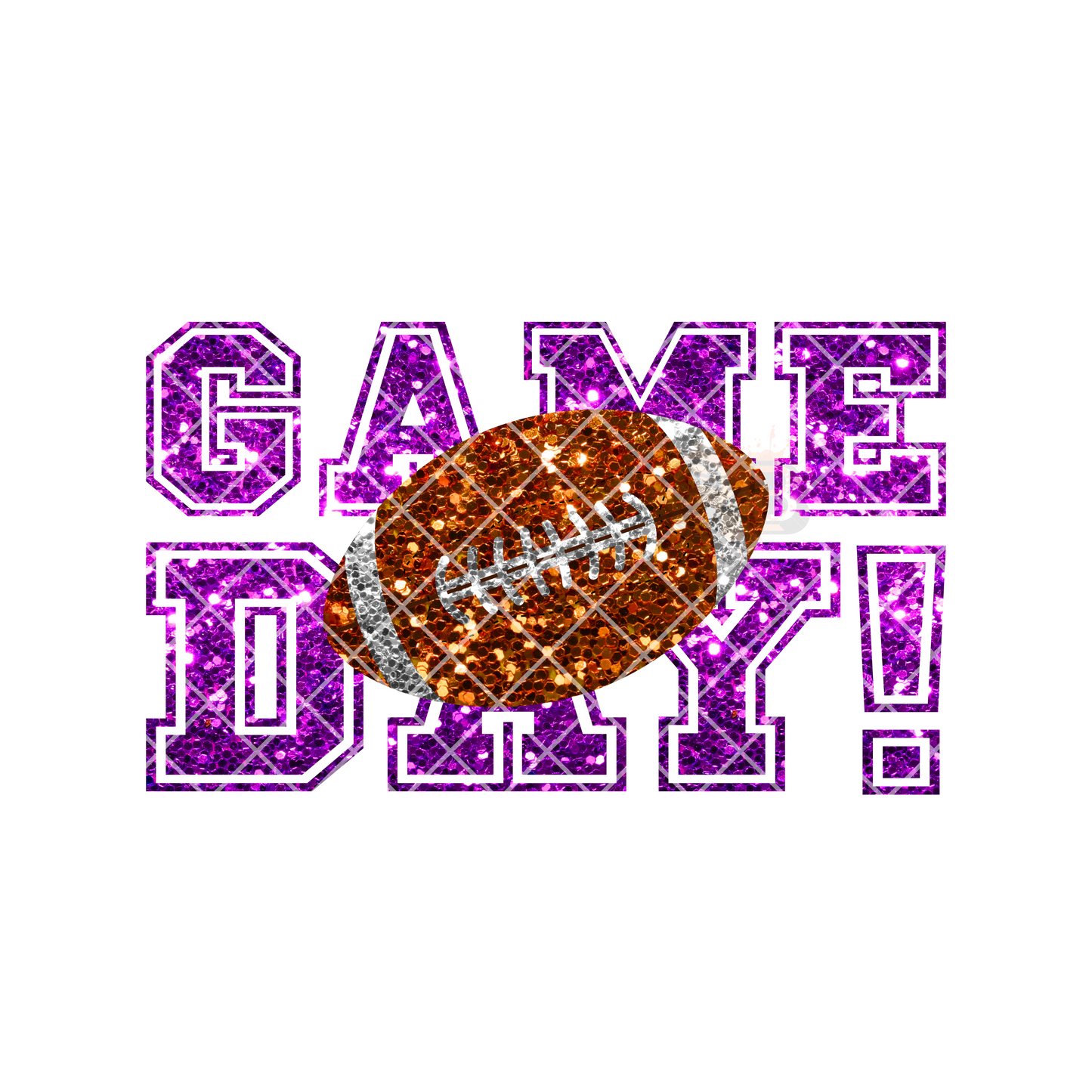 Glitter game day football purple font PNG