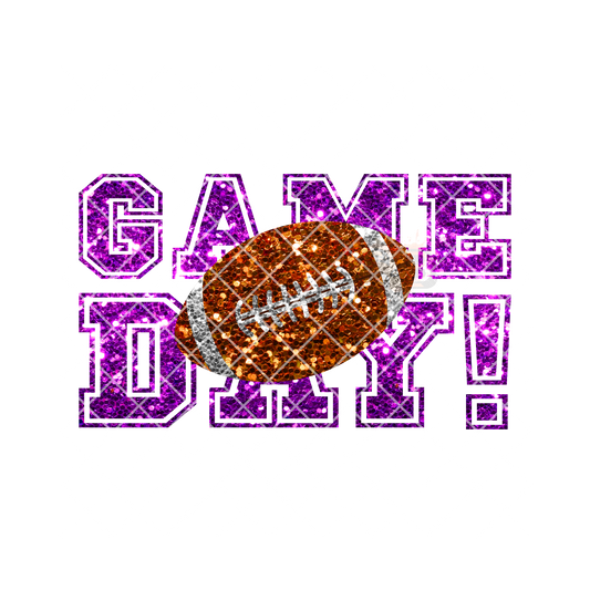 Glitter game day football purple font PNG