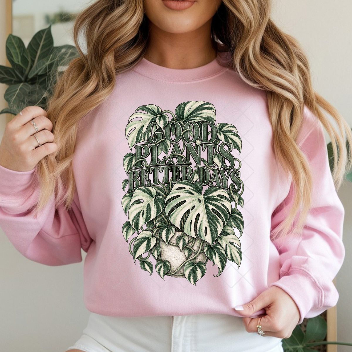 Good Plants Better Days Variegated Monstera - Premium Graphic T-Shirt for Casual Wear
