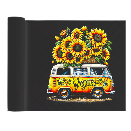 Sunflower Wander Van - Direct Print Film Transfer for Trendy T-Shirts, Cotton, Polyester & Blends - High-Quality Print