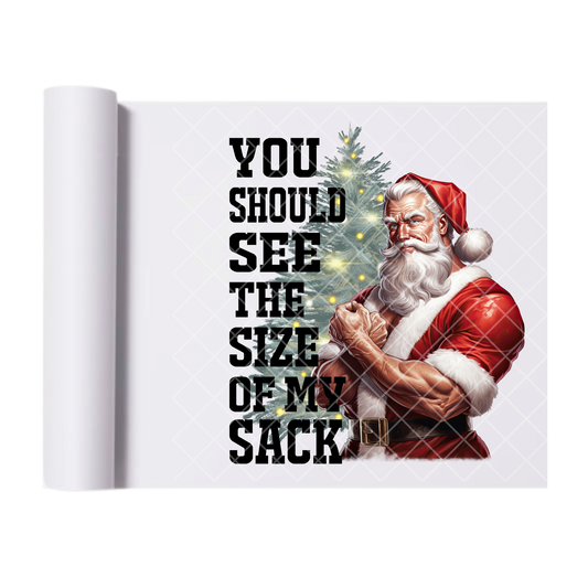 Size Of My Christmas Sack - Direct-To-Film Heat Transfer for T-Shirts, Cotton, Polyester & Blends - High-Quality Print