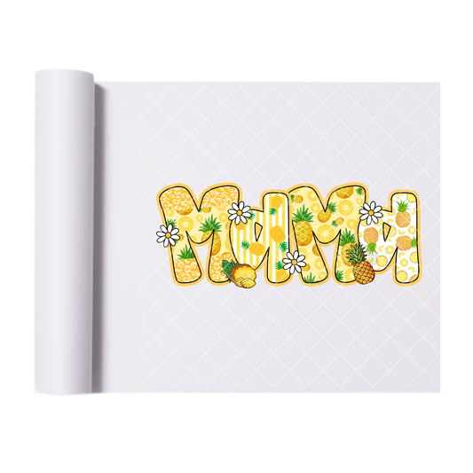 Mama Pineapple Theme - Direct Print Film Transfer for Trendy T-Shirts, Cotton, Polyester & Blends - High-Quality Print