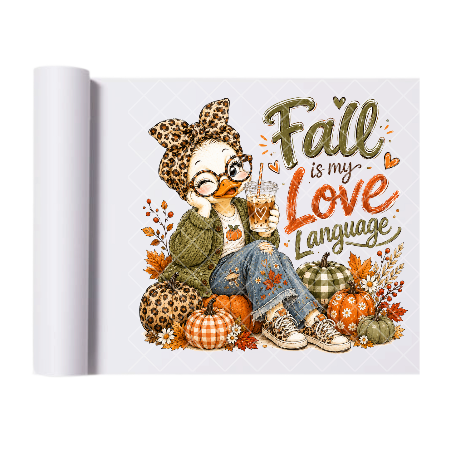 Fall Is My Love Language Duck - Ready To Press Print Transfer for Apparel, Cotton, Polyester & Blends - High-Quality Print- Commercial Grade