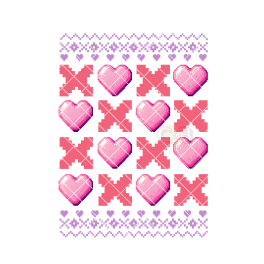 8bit hearts and x PNG