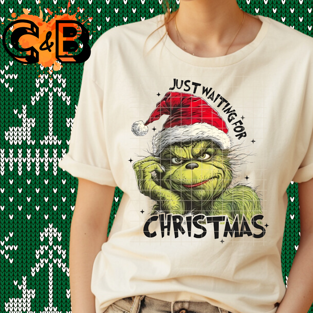 Just Waiting For Christmas Green Man T-Shirt