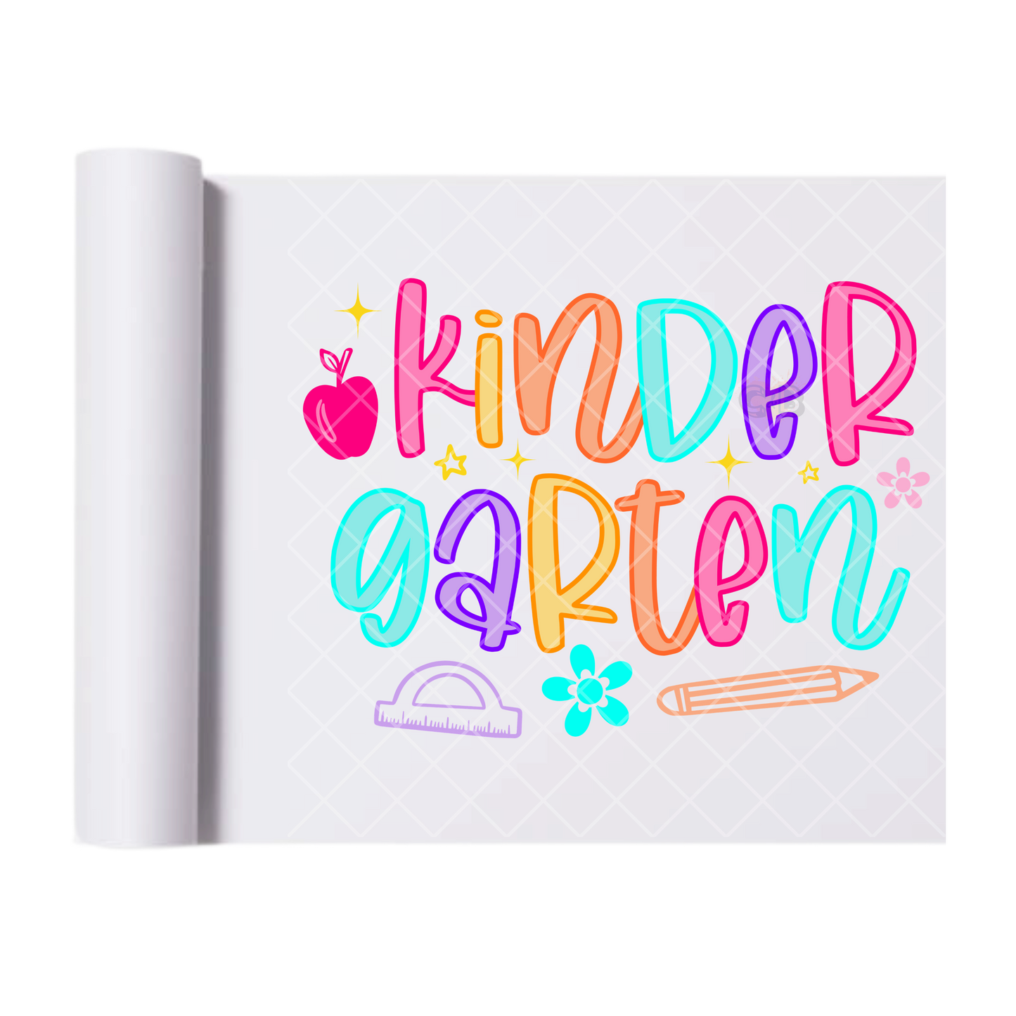 Kindergarten Neon Outline - Direct Print Film Transfer for T-Shirts, Cotton, Polyester & Blends - High-Quality Print