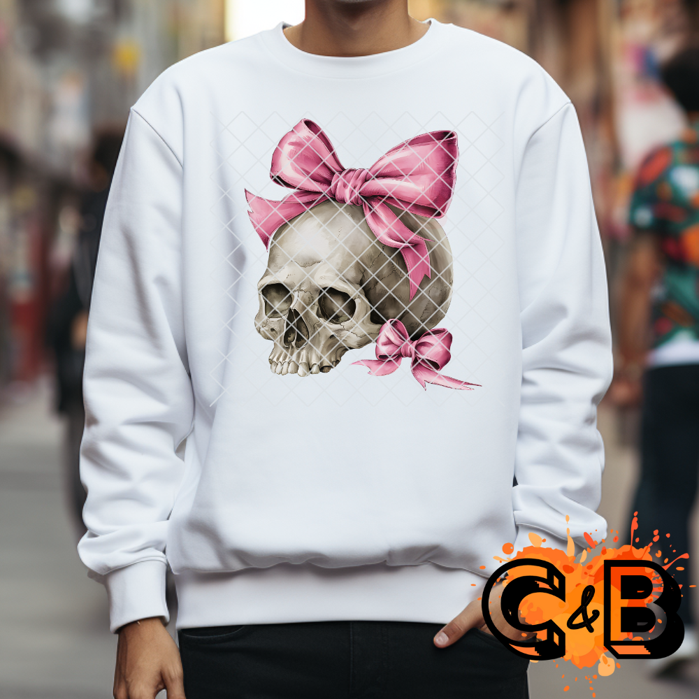 Skull and pink bow PNG