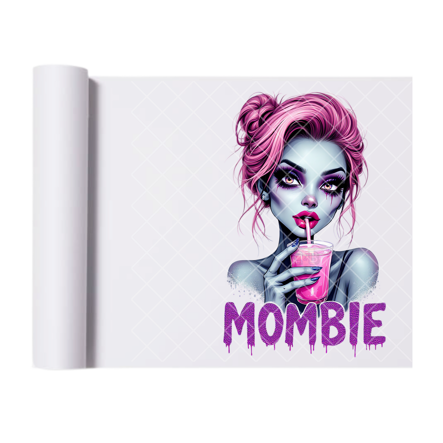 Mombie Pink Drink - Direct Print Film Transfer for T-Shirts, Cotton, Polyester & Blends - High-Quality Print