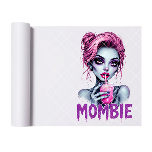 Mombie Pink Drink - Direct Print Film Transfer for T-Shirts, Cotton, Polyester & Blends - High-Quality Print