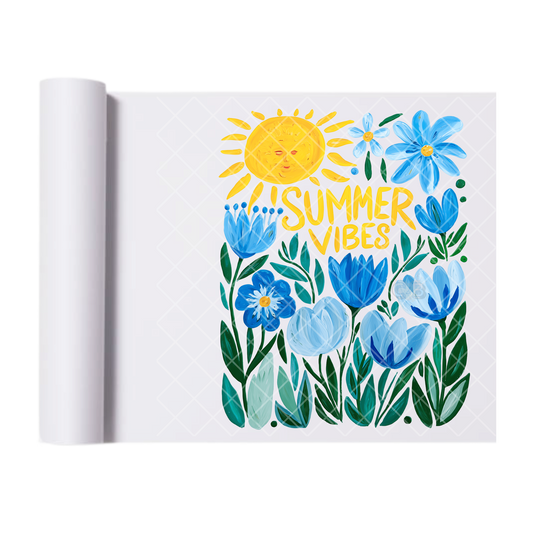 Summer Vibes Blue Tulip Painting - Direct Print Film Transfer for Trendy T-Shirts, Cotton, Polyester & Blends - High-Quality Print