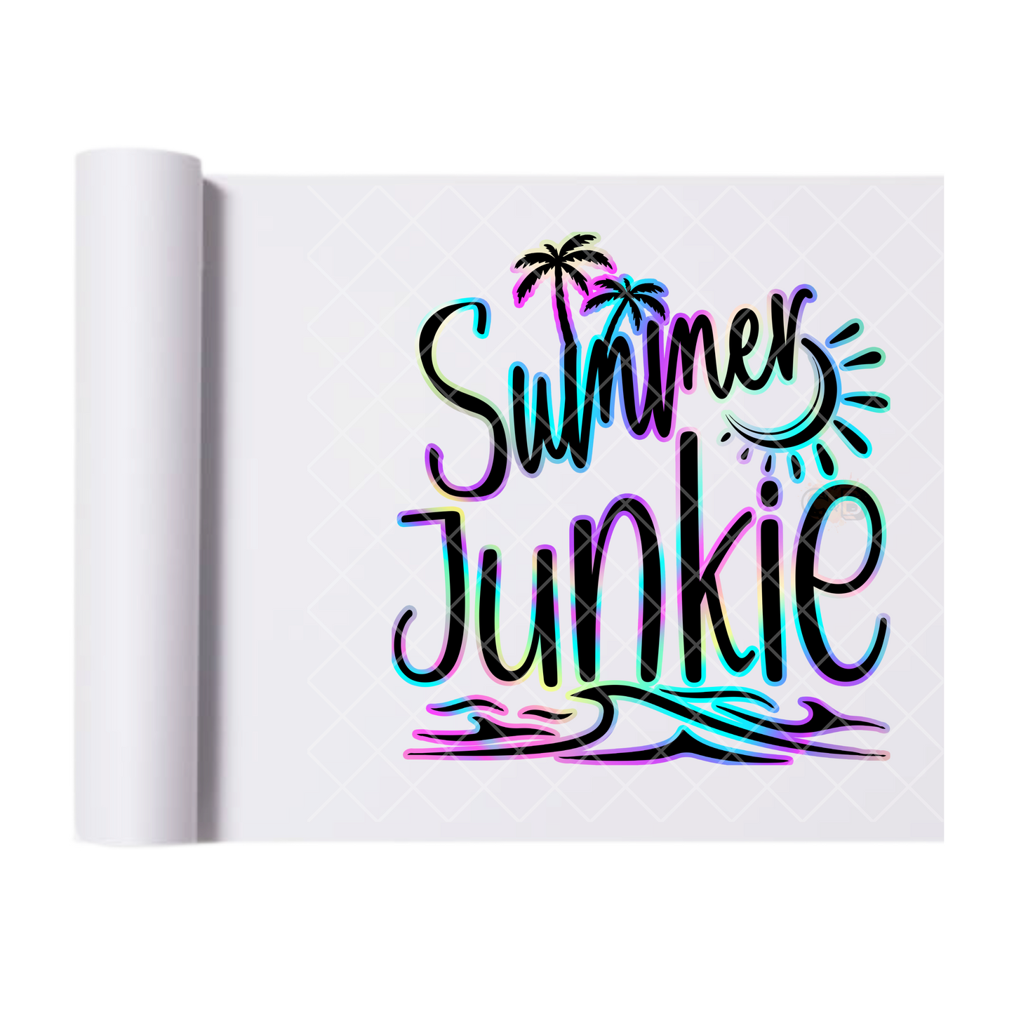 Summer Junkie Purple Blue Line - Direct Print Film Transfer for T-Shirts, Cotton, Polyester & Blends - High-Quality Print