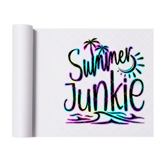 Summer Junkie Purple Blue Line - Direct Print Film Transfer for T-Shirts, Cotton, Polyester & Blends - High-Quality Print