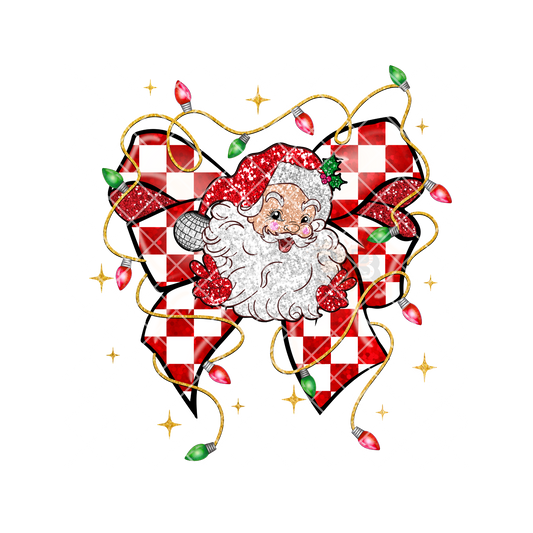 Red Checkered Santa Claus Bow PNG