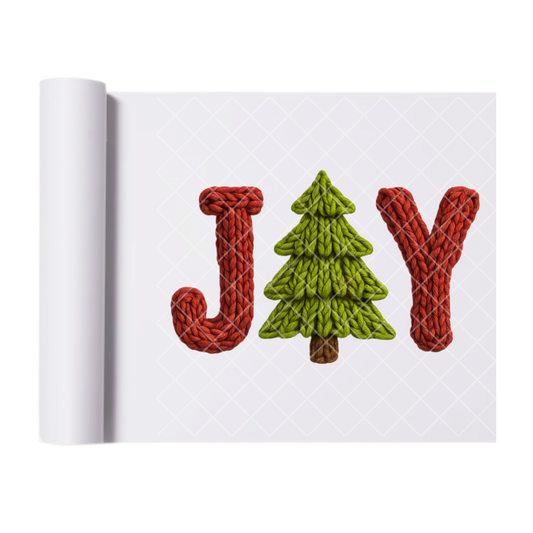JOY Tree Faux Crochet - Direct-To-Film Heat Transfer for T-Shirts, Cotton, Polyester & Blends - High-Quality Print