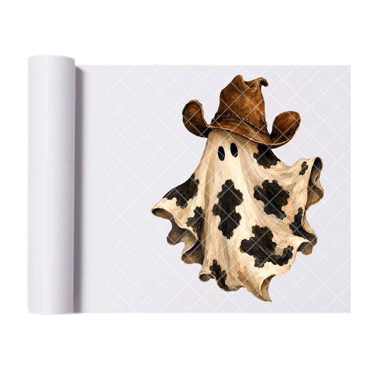 Cowboy Hat Cow Ghost - Ready To Press Print Transfer for Apparel, Cotton, Polyester & Blends - High-Quality Print- Commercial Grade